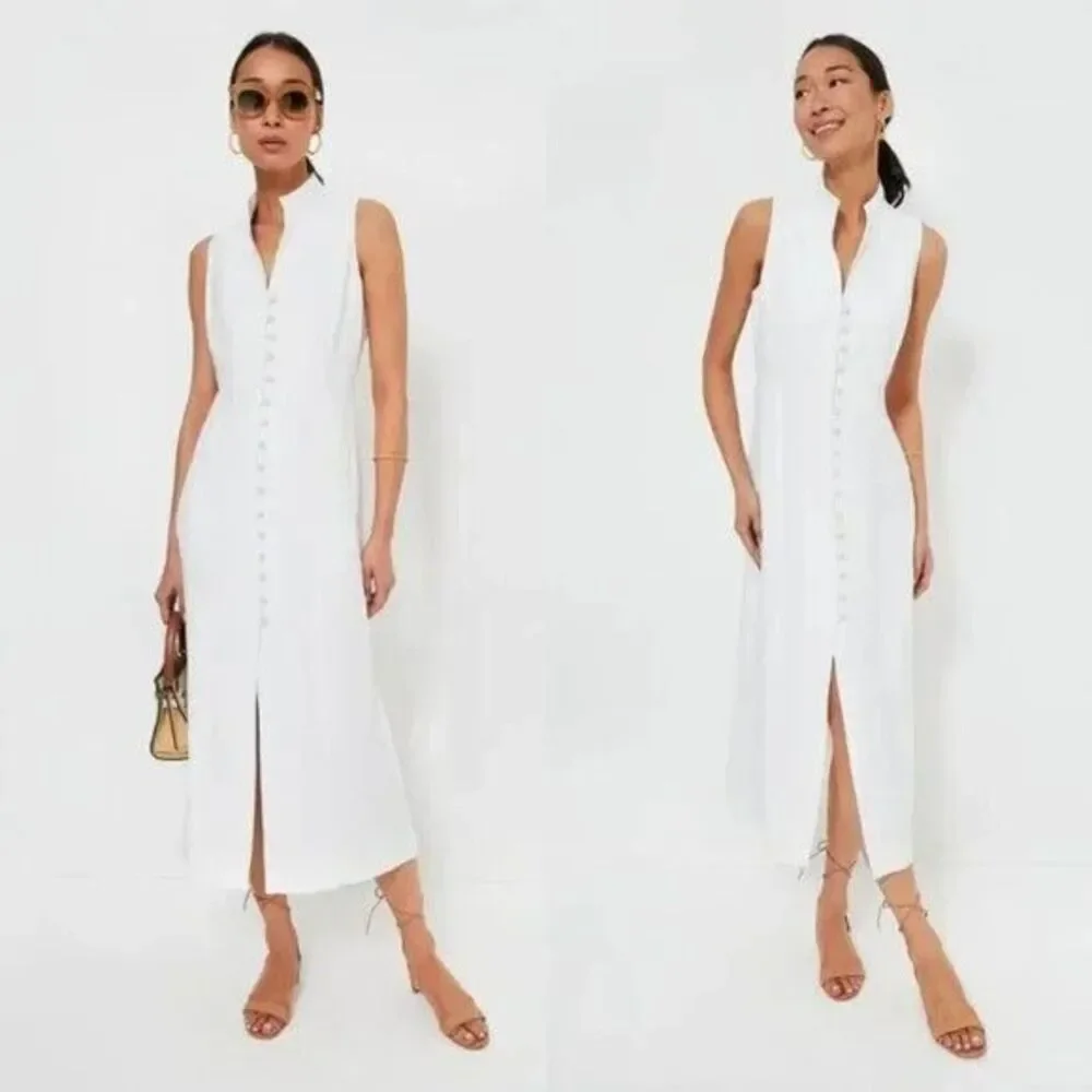 Tuckernuck White Leighton Sleeveless Linen Midi Dress Button Front NWT - Picture 2 of 15